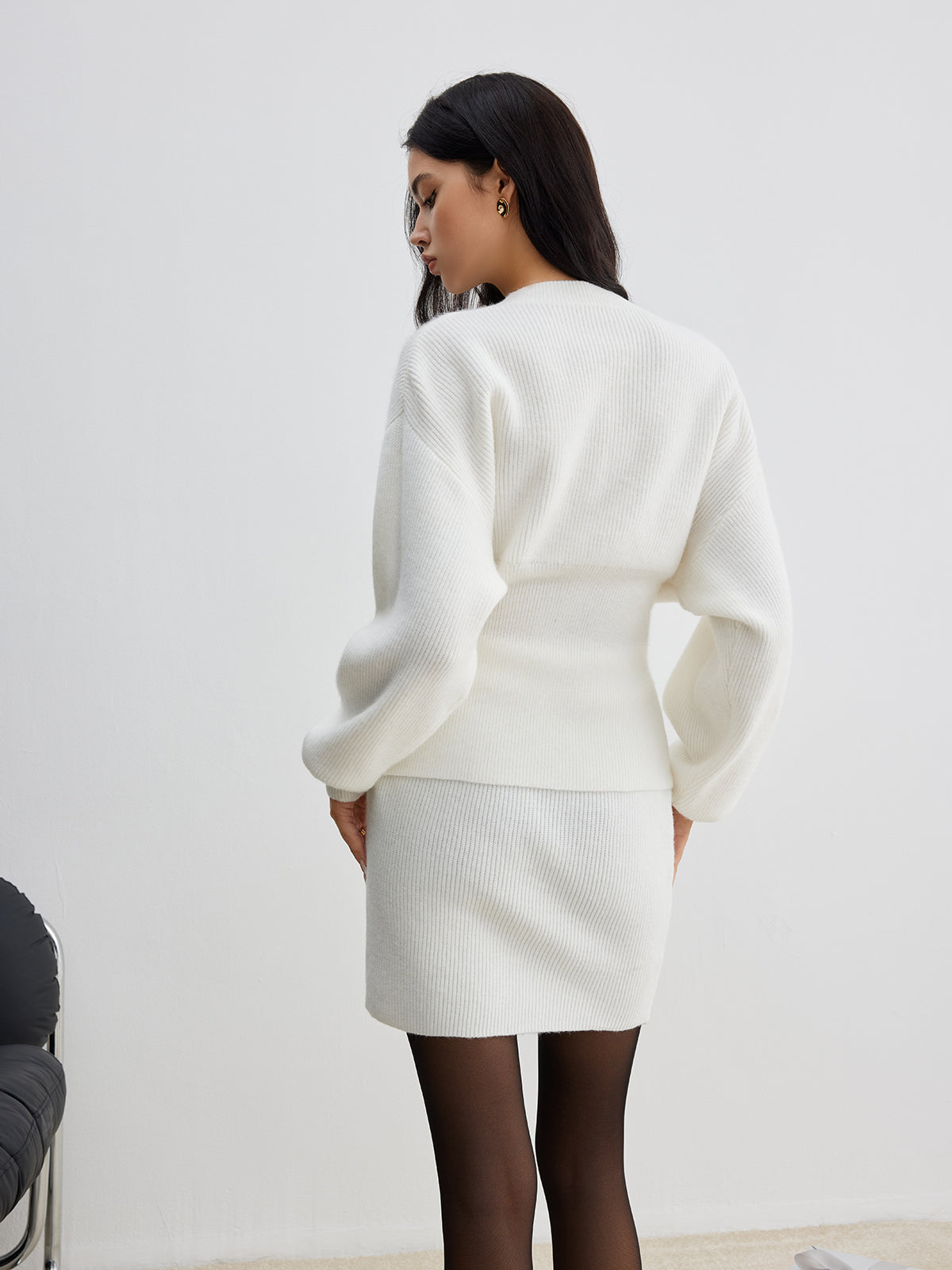 Eleganter Knopf Schlitz Taillierter Cardigan