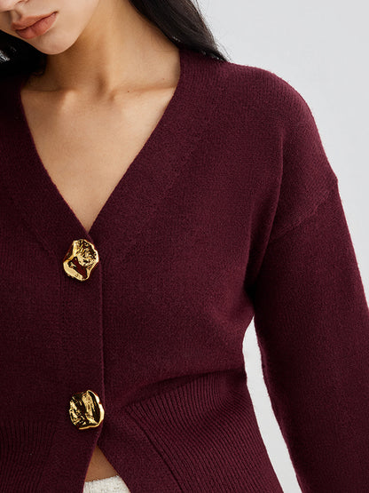 Eleganter Metallknopf Kurzer Cardigan