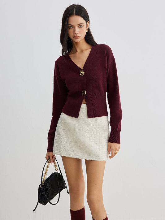 Eleganter Metallknopf Kurzer Cardigan