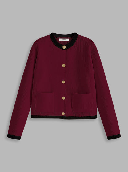 Kontrastbesatz Jersey Cardigan