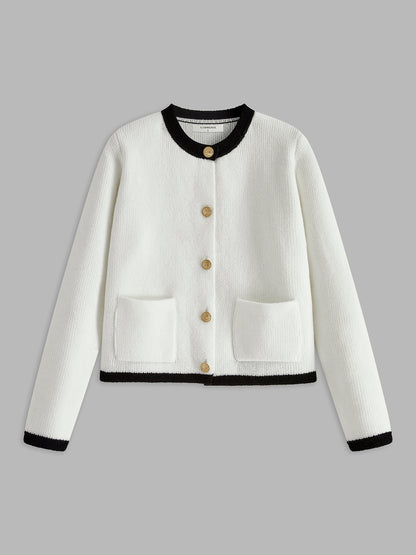 Kontrastbesatz Jersey Cardigan