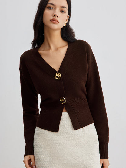 Eleganter Metallknopf Kurzer Cardigan