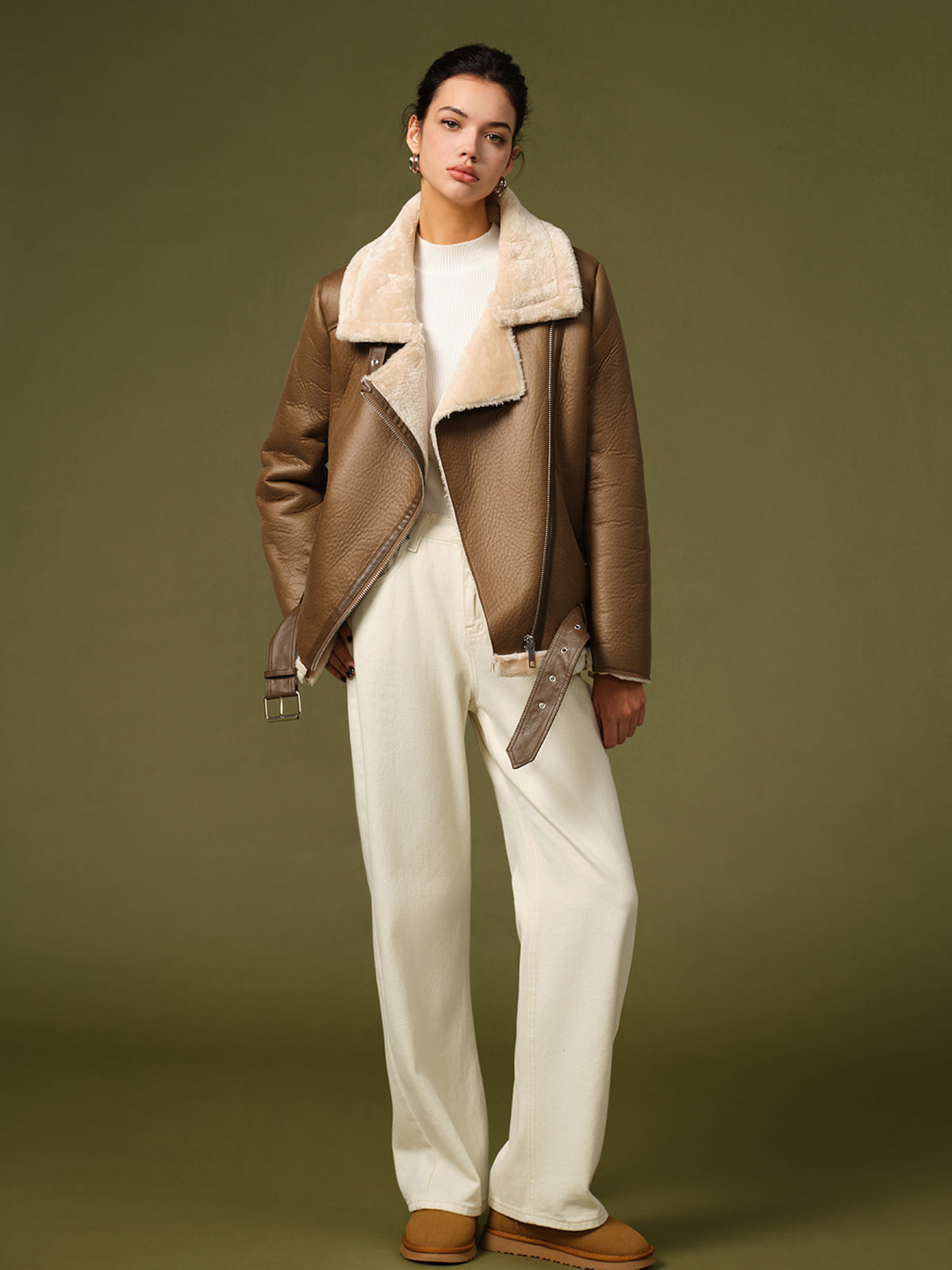 Reißverschluss Gürtel Soft Fleece Jacke