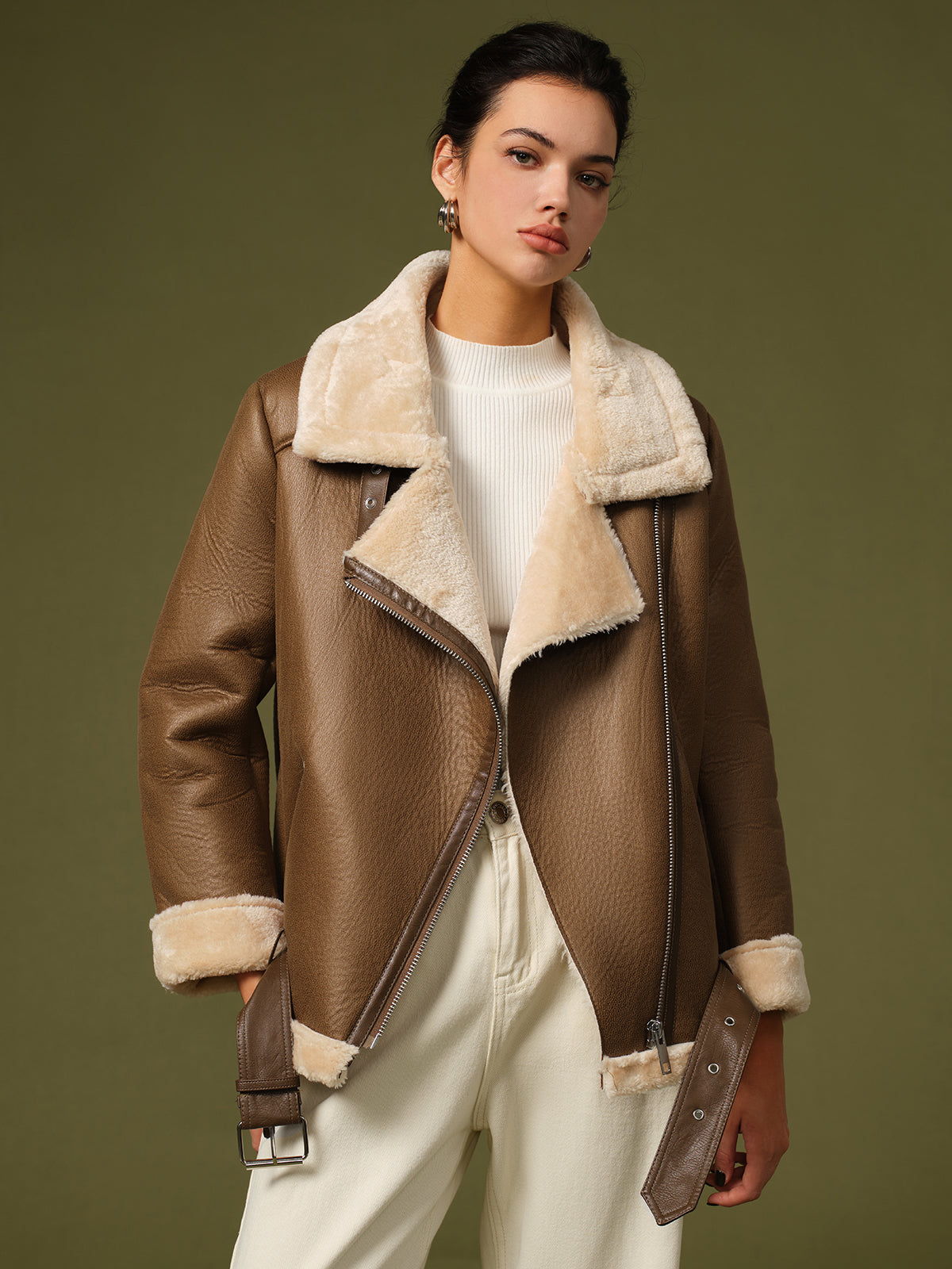 Reißverschluss Gürtel Soft Fleece Jacke