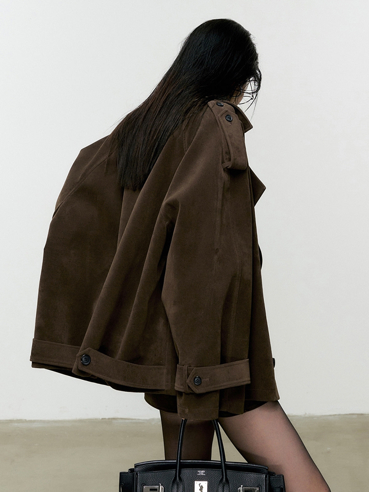 Lapel Lose Wildlederjacke