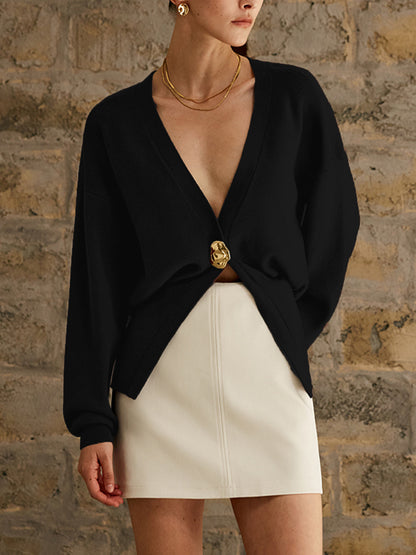 Goldener Knopf Schlichter Cardigan