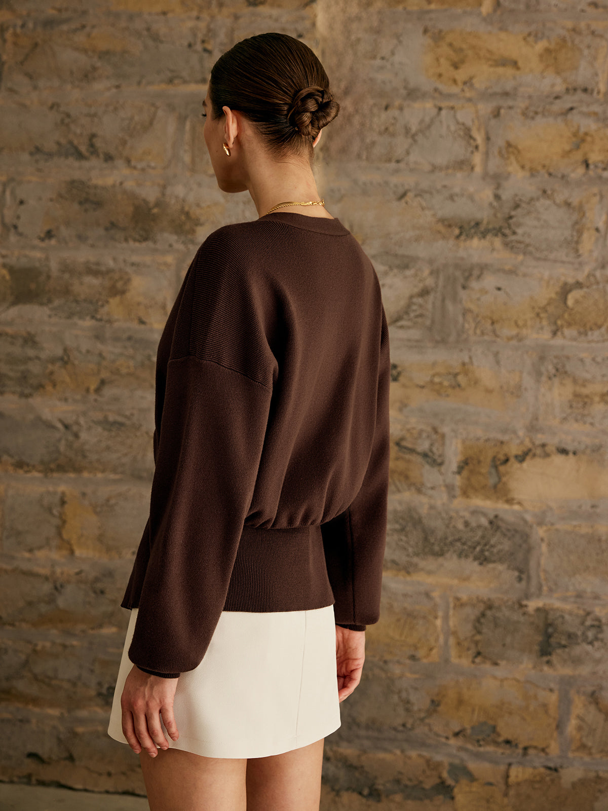 Goldener Knopf Schlichter Cardigan