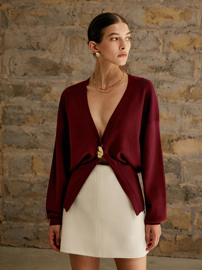 Goldener Knopf Schlichter Cardigan