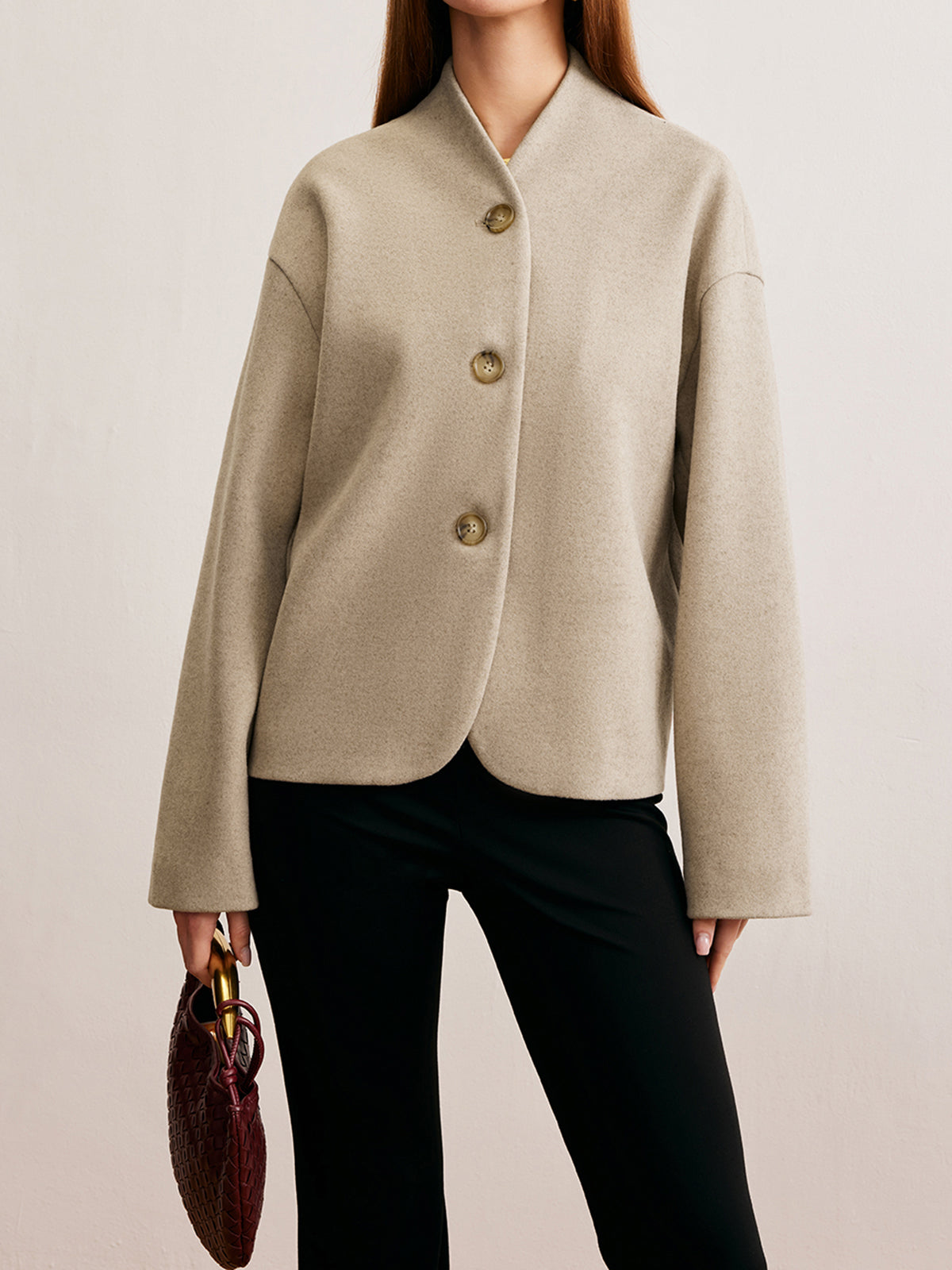 Minimalistische Gerade Schnitt Knopfjacke