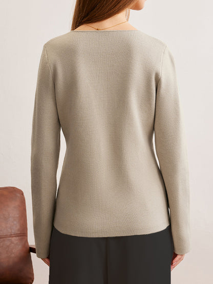 Elegante V-Ausschnitt Strickjacke