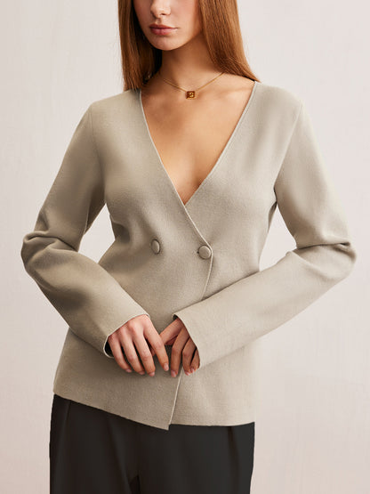 Elegante V-Ausschnitt Strickjacke