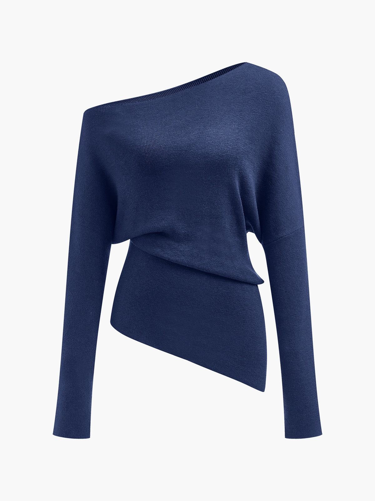 Wollmischung Asymmetrisches Hals Stricktop