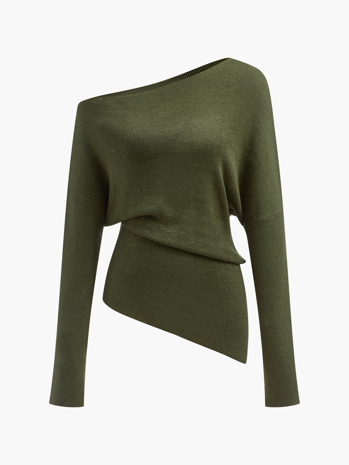 Wollmischung Asymmetrisches Hals Stricktop