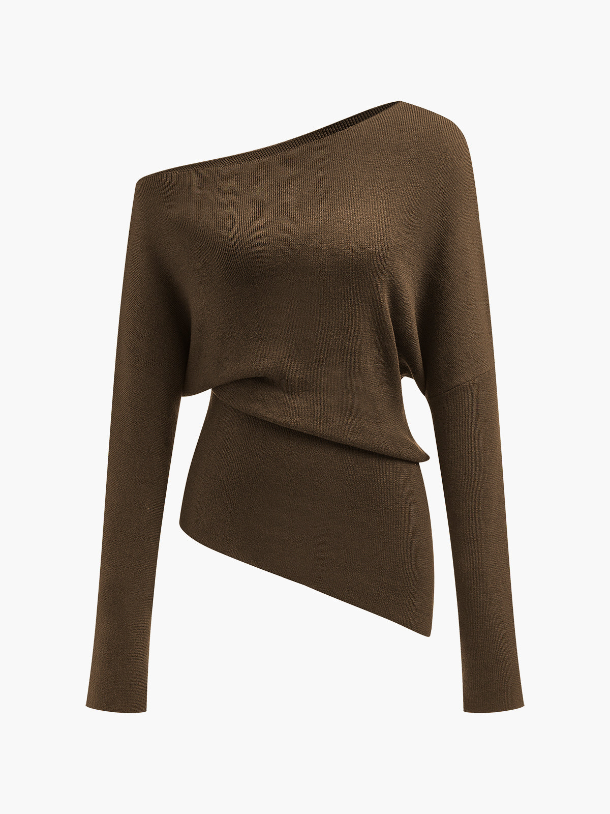 Wollmischung Asymmetrisches Hals Stricktop