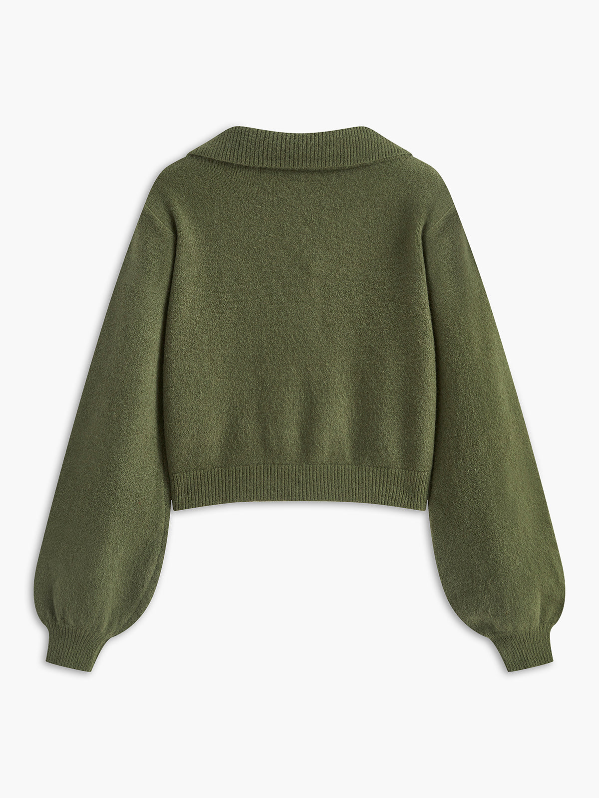 Kurze Strickjacke mit Knopfkragen