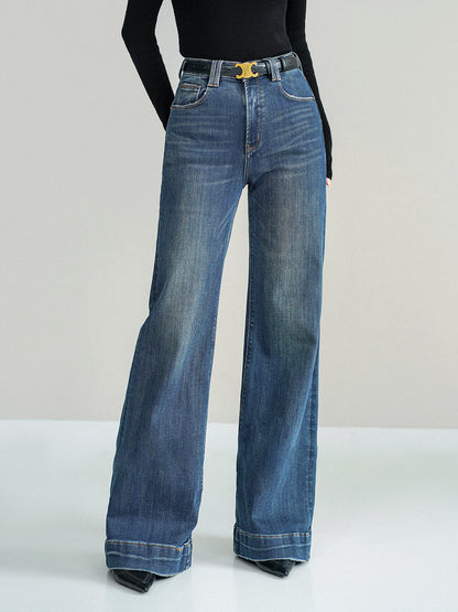 Mid-Waist Bootcut Denim Jeans ohne Gürtel