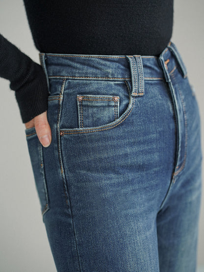 Mid-Waist Bootcut Denim Jeans ohne Gürtel