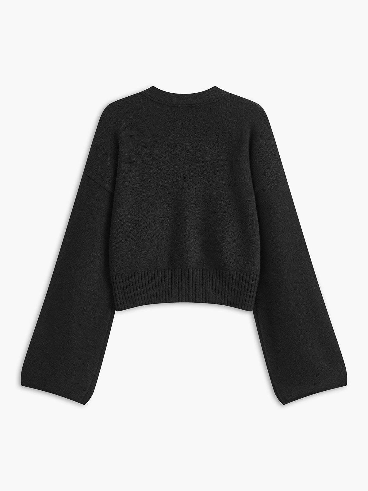 V-Ausschnitt Strickjacke mit Steinverzierung und Schleifendetail