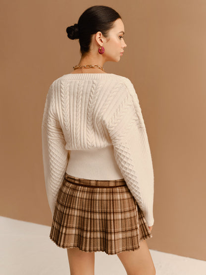 V-Ausschnitt Raffung Taillierter Knopf-Cardigan