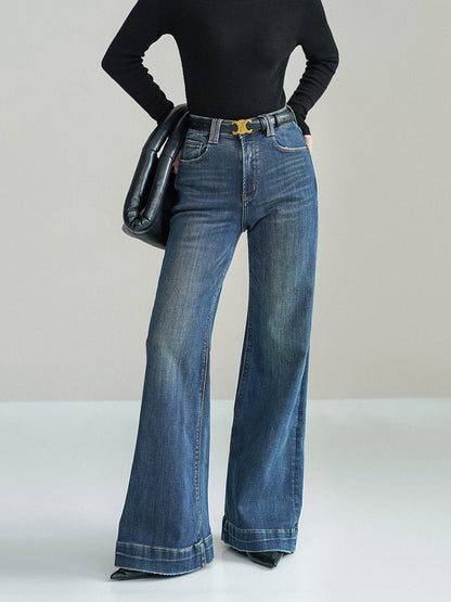 Mid-Waist Bootcut Denim Jeans ohne Gürtel