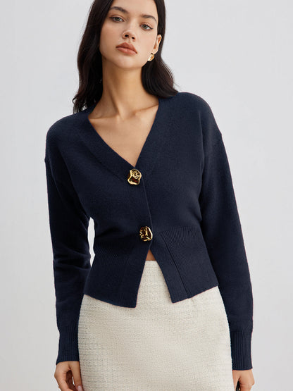 Eleganter Metallknopf Kurzer Cardigan
