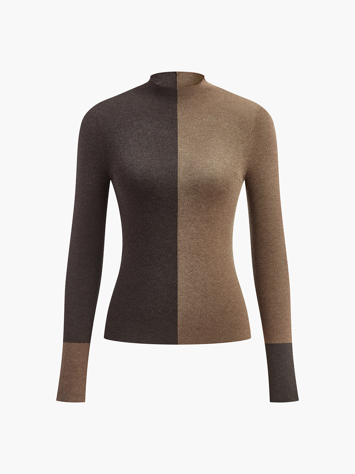 Wollmischung Zweifarbiger Skinny Stricktop