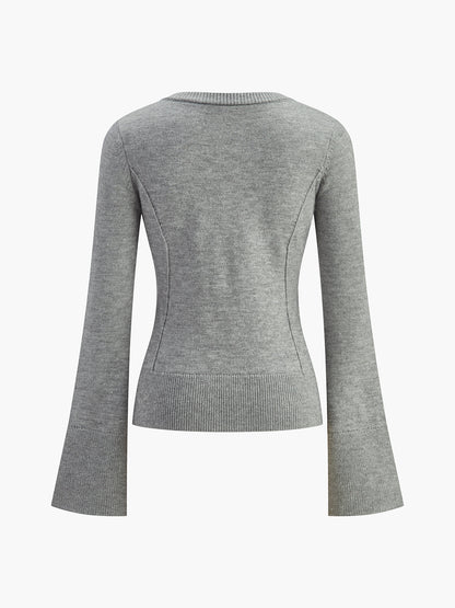 Knopf-Volant Ärmel Enges Cardigan