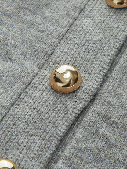 Knopf-Volant Ärmel Enges Cardigan