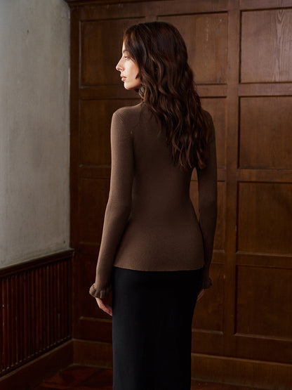 Kariertes Metallknopf-Cardigan mit Schlitz