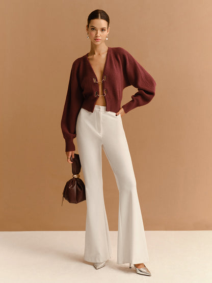 Kuzu Kolu Metall-Details Kurze Strickjacke