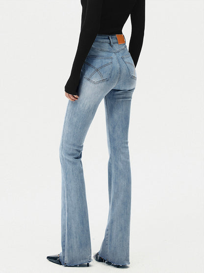 Hochgeschnittene Denim Bootcut Jeans
