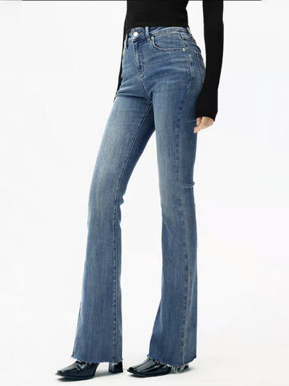 Hochgeschnittene Denim Bootcut Jeans