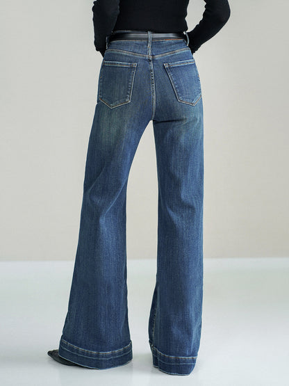 Mid-Waist Bootcut Denim Jeans ohne Gürtel