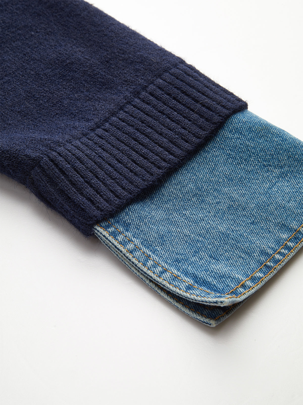 Denim Kragen Knopf Sweater