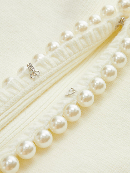 Perlenverzierte Kurzarm-Cardigan