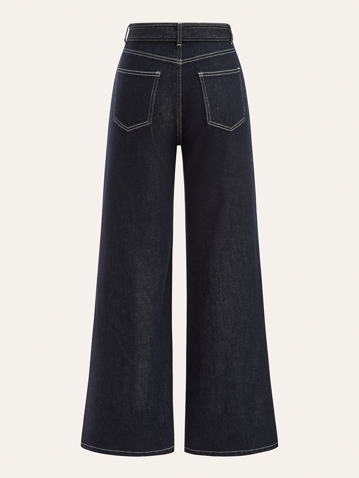 Denim-Hosen mit Kontrastnähten und Gürtel