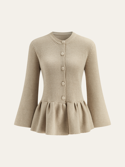 Wollmischung Peplum Saum Cardigan