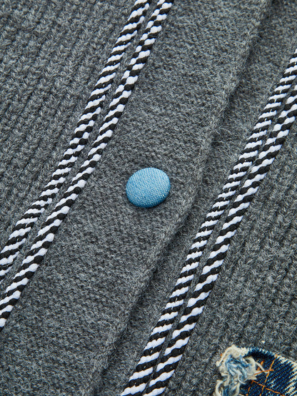 Kontrastbesatz Denim-Panel Cardigan