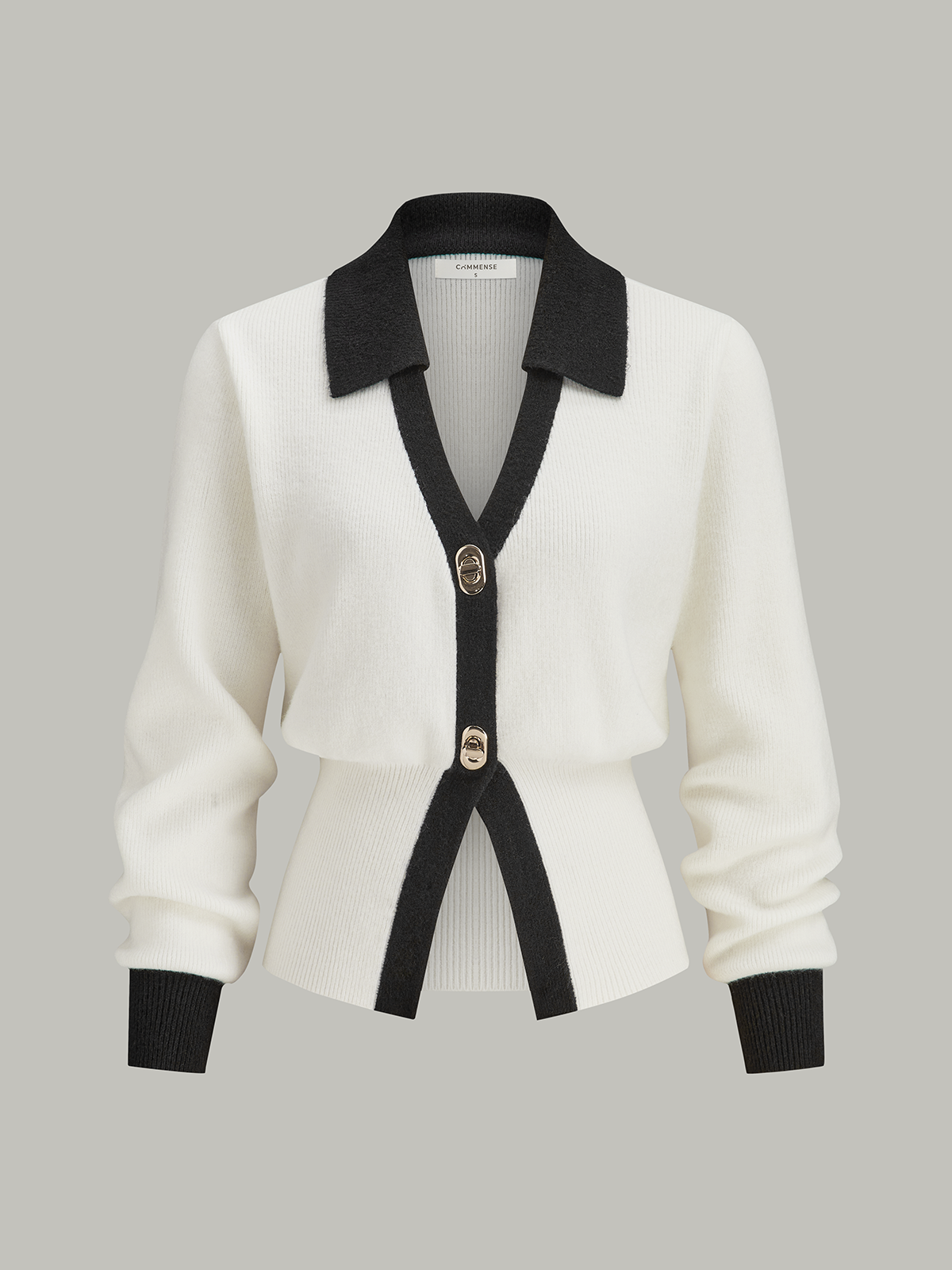 Kontrastbesatz Knopf Wollmischung Cardigan