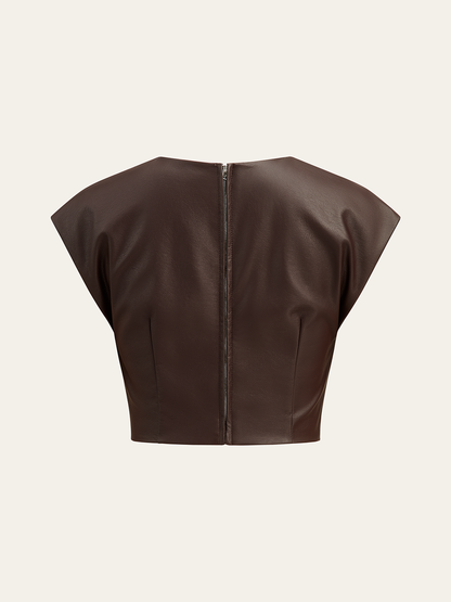 Faux-Leder Knotenoberteil