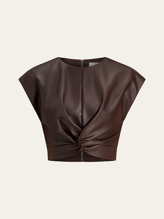 Faux-Leder Knotenoberteil