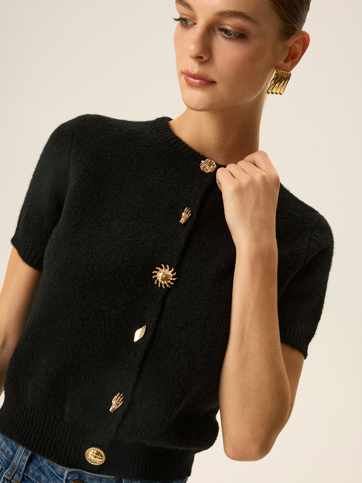 Metall Detail Strickjacke