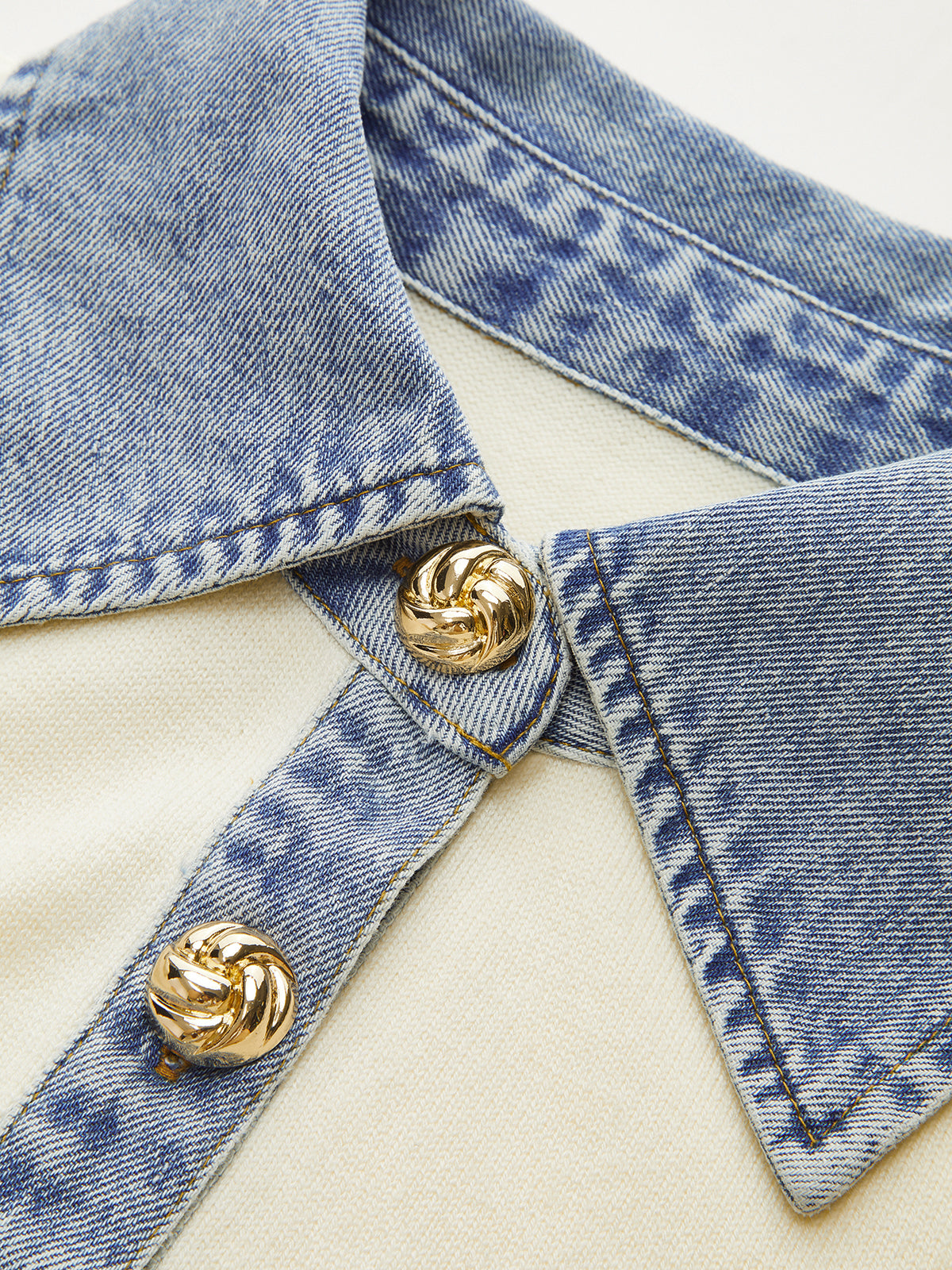 Denim-Kragen Wollmischung Stricktop