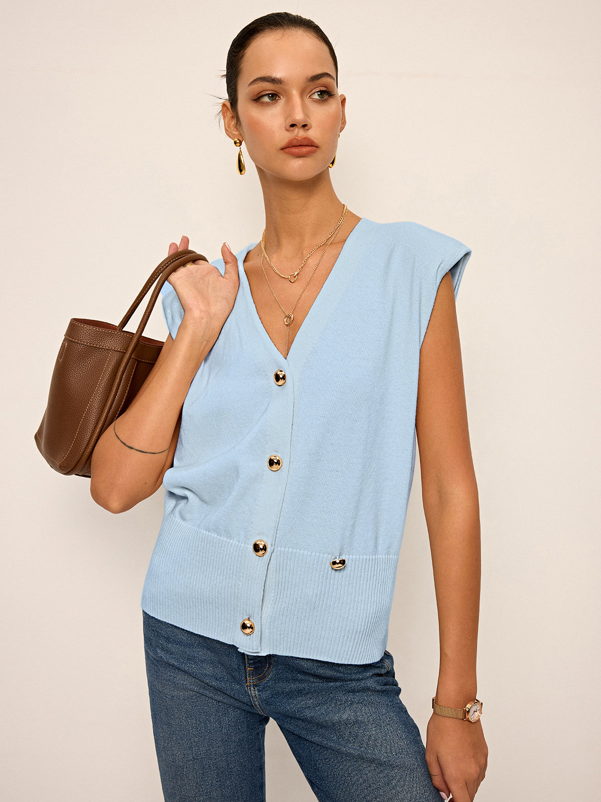 Asymmetrische Zwei-Wege Strickweste