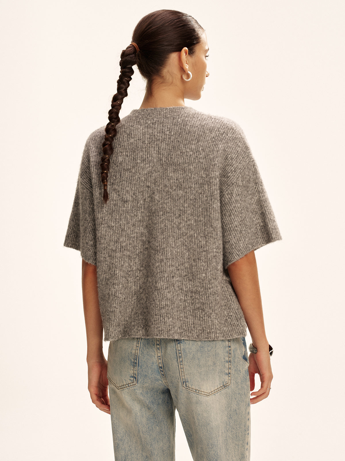 Wollmischung Kurzarm-Cardigan