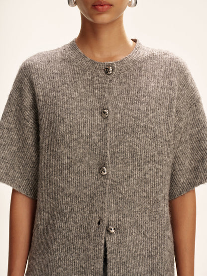 Wollmischung Kurzarm-Cardigan