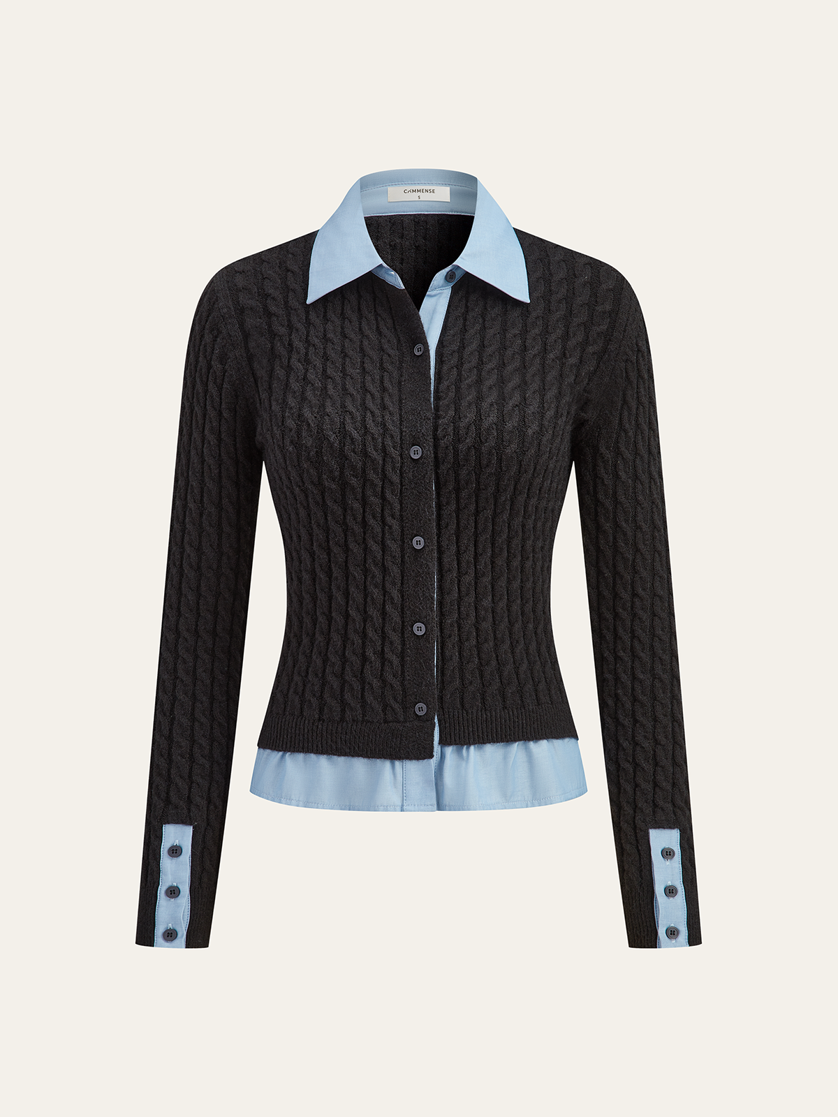 2 in1 Paneelierter Kabelstrick-Cardigan