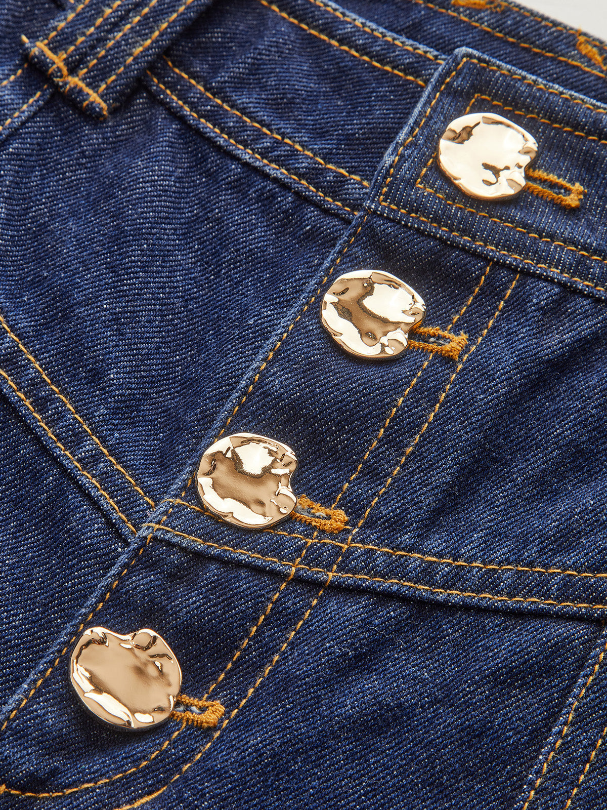 Hüfthohe Weite Bein Jeans mit Knopfverschluss