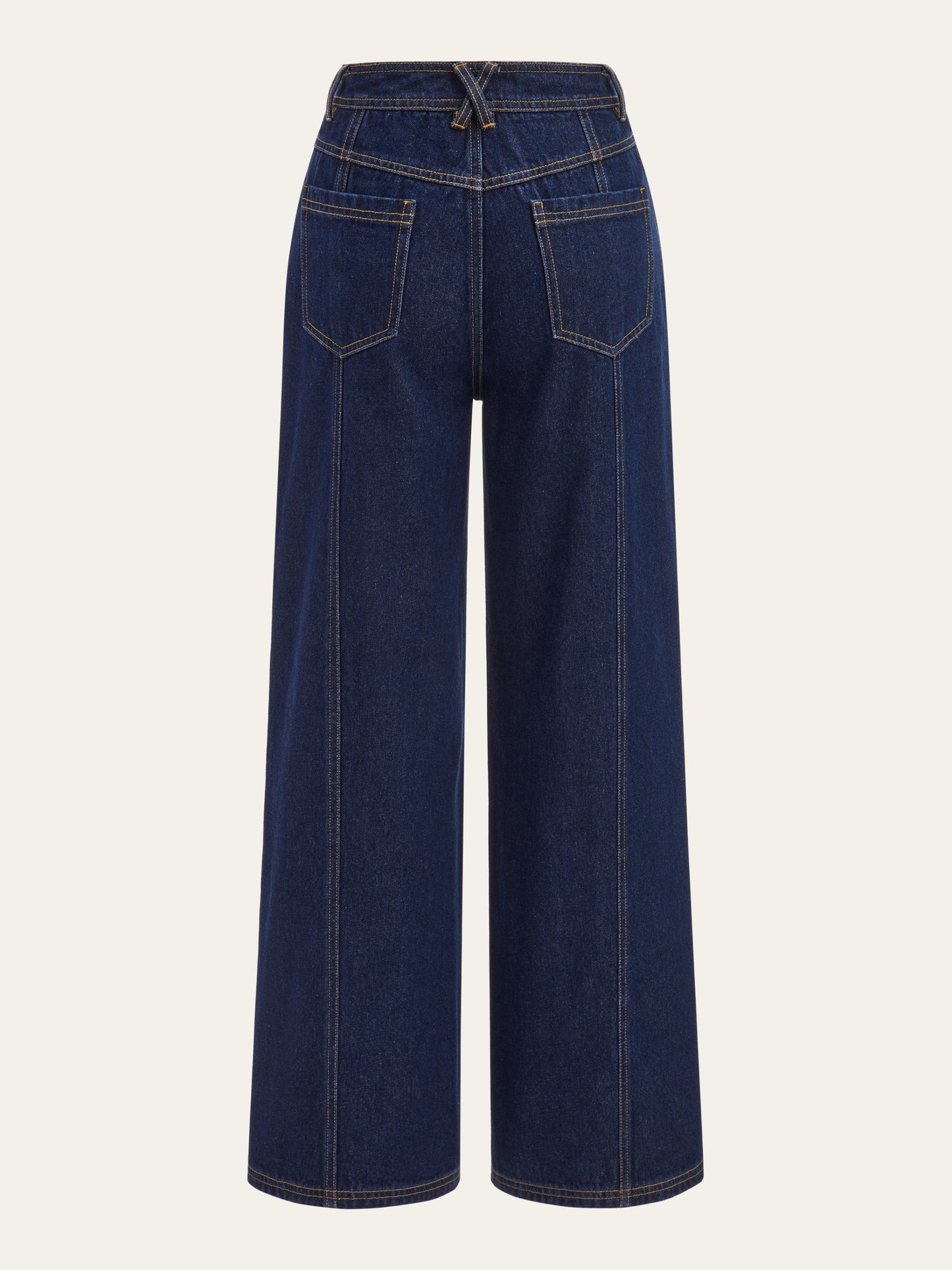 Hüfthohe Weite Bein Jeans mit Knopfverschluss