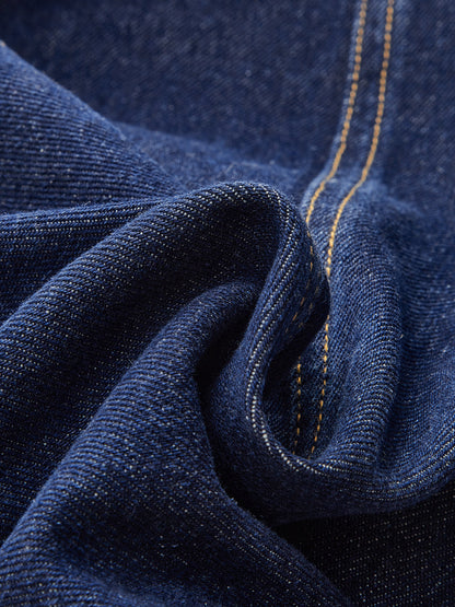 Hüfthohe Weite Bein Jeans mit Knopfverschluss